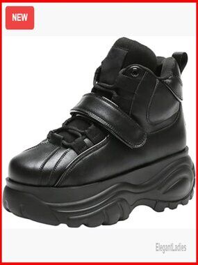 Platform Chunky Sneakers Wedge Heel Lace Up Dad Shoes Goth Punk Style